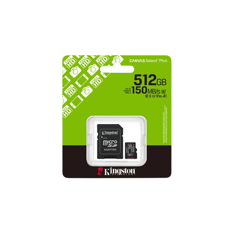 Memoria microsd kingston canvas select plus 512gb v10 hasta 150mb
