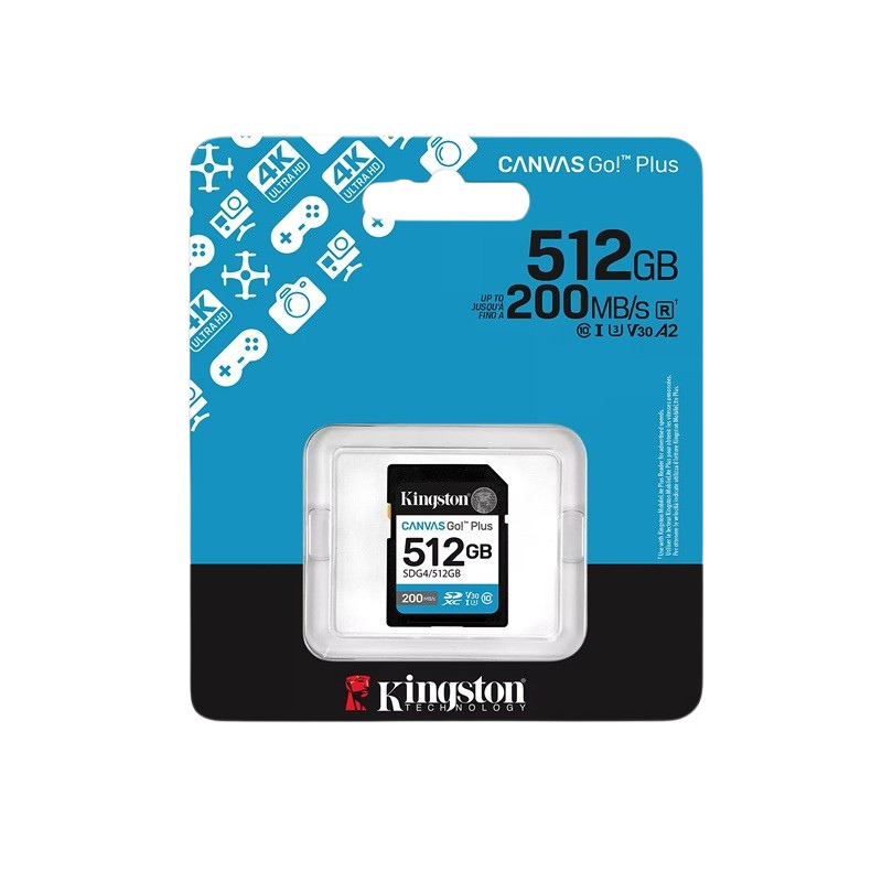 Memoria sd kingston 512gb canvas go plus v30 u3 a2 sdg4/512gb